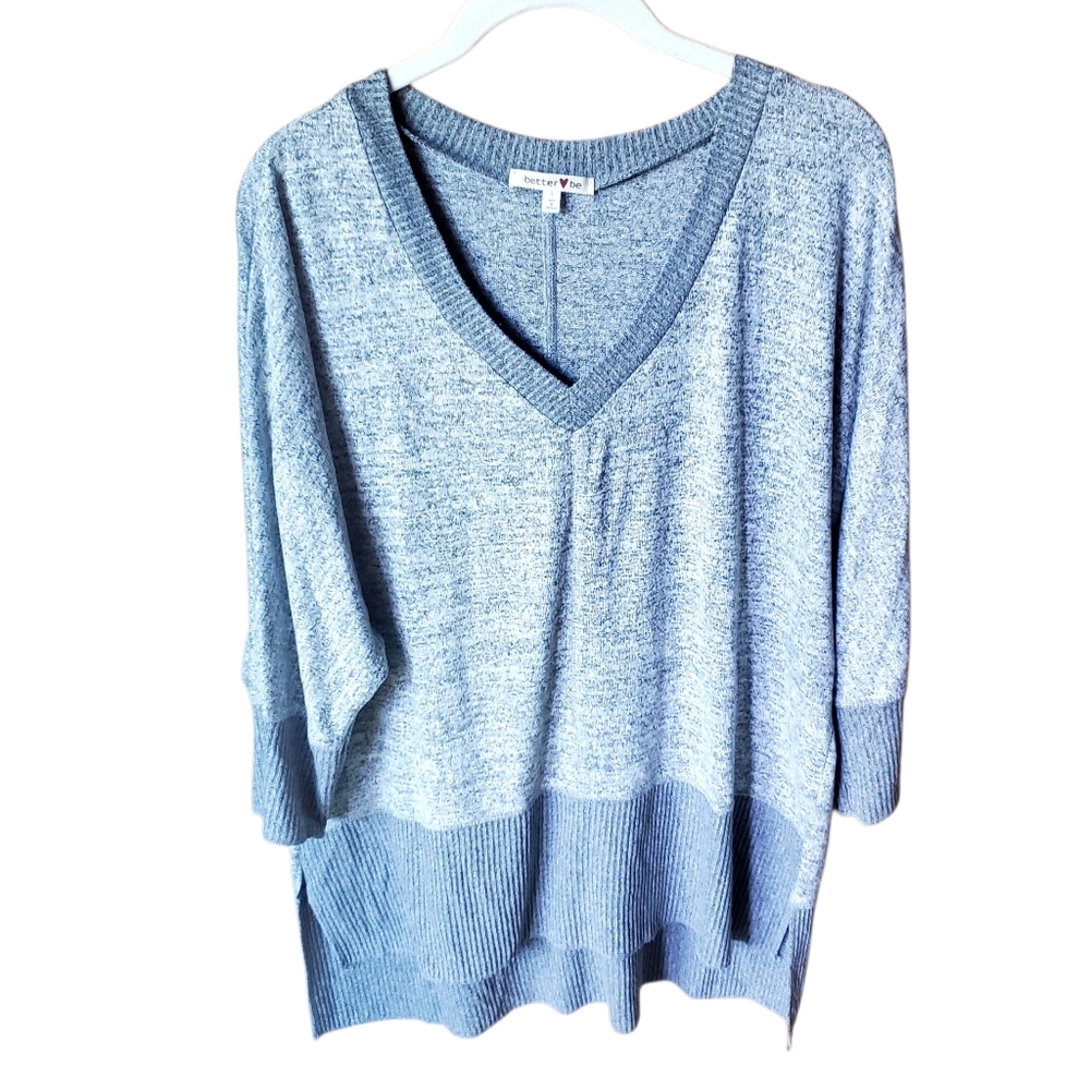 Better Be Grey Vneck Dolman Sleeve Heather Grey Sweater Large